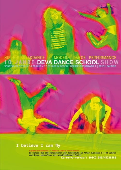 Plakat 10 jahre Deva Dance School 2017 - I believe I can fly