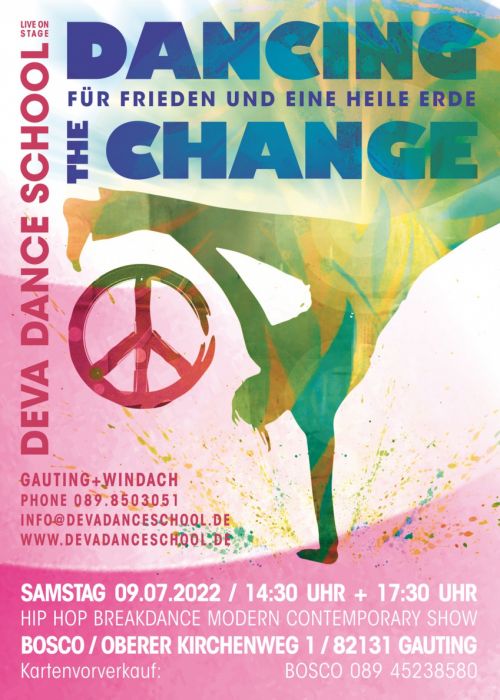 Plakat Deva Dance School 2022 - Dancing the Change für Frieden und eine heile Erde